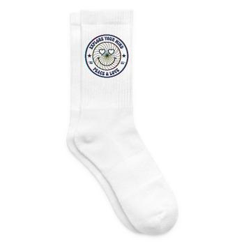 Psychedelisches Fest, erforsche deinen Geist, Ruhe, Liebe - Tennissocken - Weiß - Rechts
