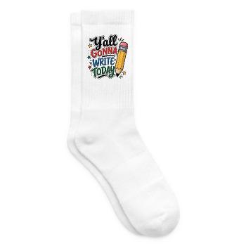Ihr werdet heute schreiben! Lustiger Englischlehre - Tennissocken - Weiß - Rechts