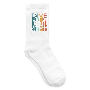 Retro Taucher DIVE Design Für Schnorchler Taucher - Tennissocken - Weiß - Rechts