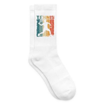 Retro Tennis Design Tennisspieler Spielt Vorhand - Tennissocken - Weiß - Rechts