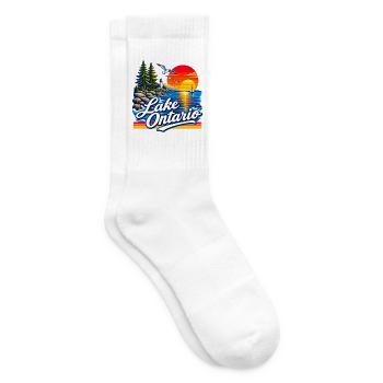Retro Sunset Great Lakes Lake Ontario  - Tennissocken - Weiß - Rechts