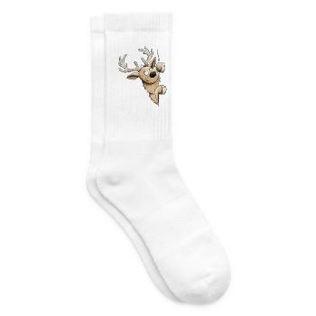Happy Hirsch Cartoon Waltier Wild Jagd Rehbock  - Tennissocken - Weiß - Rechts