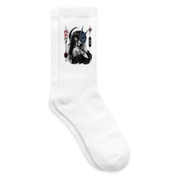 Oni Maske Fluch Anime Girl Yokai Dark Manga - Tennissocken - Weiß - Rechts