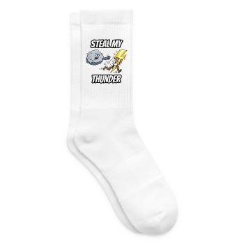 Steal My Thunder – Witzige Cartoon mit wörtlicher Redewendung - Tennissocken - Weiß - Rechts