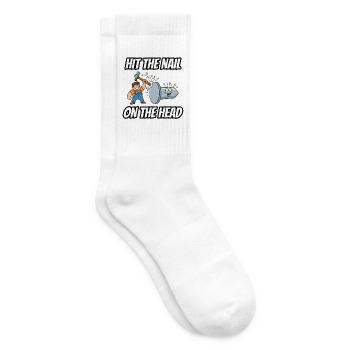 Trifft den Nagel auf den Kopf – lustige Idiom-Zeichentrickserie - Tennissocken - Weiß - Rechts