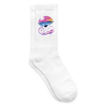Mountainbike Retrowave - Tennissocken - Weiß - Rechts