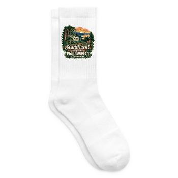 Stadtflucht erfolgreich - Wohnwagen im Tarnmodus - Tennissocken - Weiß - Rechts