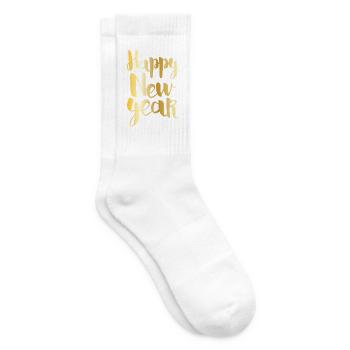 Happy New Year Gold Foil Brush Lettering Design - Tennissocken - Weiß - Rechts