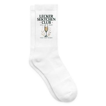 Sekt Lecker Sektchen Club Prosecco JGA Mädelsabend - Tennissocken - Weiß - Rechts