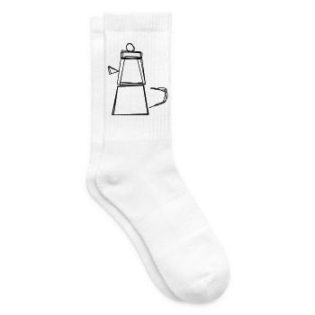 Espressokanne handgezeichnet - Tennissocken - Weiß - Rechts
