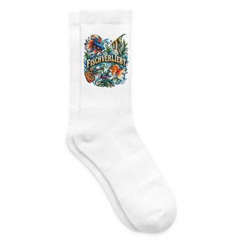 Fischverliebt – Bunte Aquaristik Fische - Tennissocken - Weiß - Rechts
