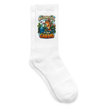 Wasserwechsel ist mein Cardio - Tennissocken - Weiß - Rechts