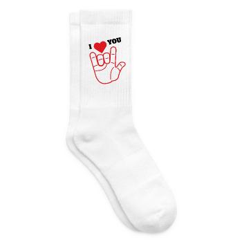 I Love You Hand Sign ASL ILY Heart Art - Tennissocken - Weiß - Rechts