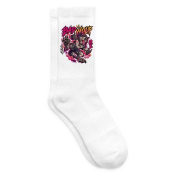 Bad Wolf Neon Flammenwolf - Tennissocken - Weiß - Rechts