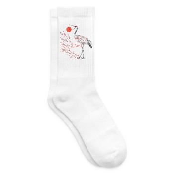 Japanische Origami Mandschurenkranich T für Japan  - Tennissocken - Weiß - Rechts