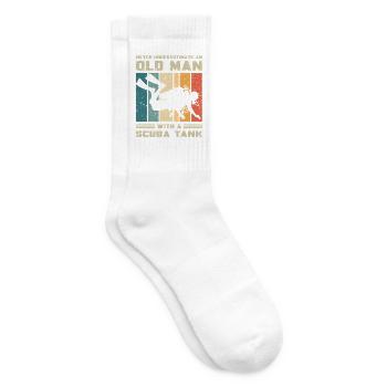 Retro Taucher Alter Mann mit Tauchflasche Tauchen - Tennissocken - Weiß - Rechts