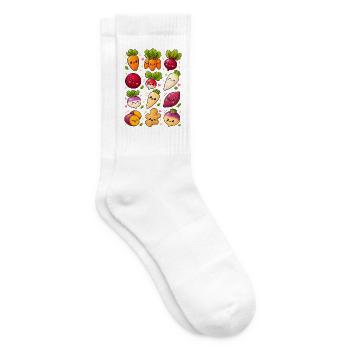 Kawaii Wurzelgemüse | Karotte & Rübe - Tennissocken - Weiß - Rechts