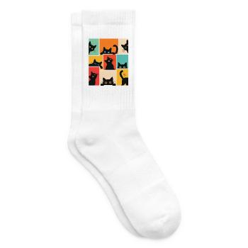 Katze, Süßes Kätzchen, Lustige Katze - Tennissocken - Weiß - Rechts