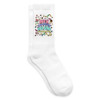Nix Kalorien – Leckerpunkte Motiv - Tennissocken - Weiß - Rechts