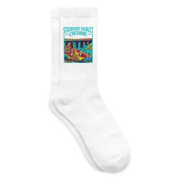 City Stockport Viaduct Cheshire Travel Art Poster - Tennissocken - Weiß - Rechts