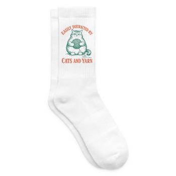  Leicht Ablenkbar Durch Katzen Und Garn Vintage - Tennissocken - Weiß - Rechts