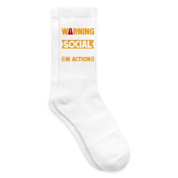 Social Worker Quote Warning In Action Social Work - Tennissocken - Weiß - Rechts