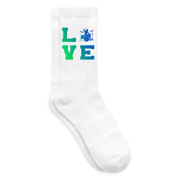 Geschenkidee für einen Schlagzeuger mit Schlagzeug - Tennissocken - Weiß - Rechts