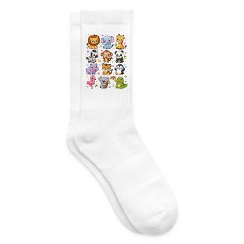 Kawaii Zootiere | Safari & Tierwelt - Tennissocken - Weiß - Rechts