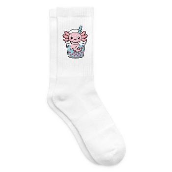 Niedlicher Axolotl im Bubble Tea Kawaii Boba Aquatic - Tennissocken - Weiß - Rechts