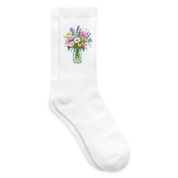 Botanische Wildblumen Wildblume - Tennissocken - Weiß - Rechts