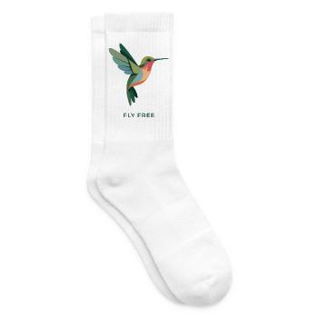 FEEL FREE – Bunter Kolibri Vogel  - Tennissocken - Weiß - Rechts
