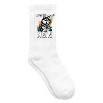 Witziges Husky T lustiges Gassi Outfit Hundehalter - Tennissocken - Weiß - Rechts