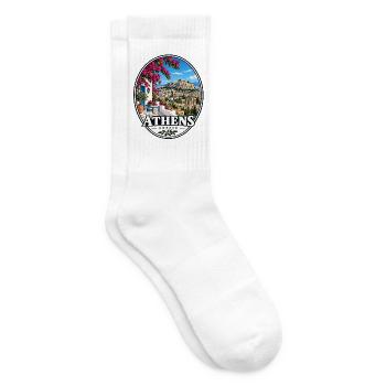 Athen Griechenland Akropolis Urlaub Vintage - Tennissocken - Weiß - Rechts