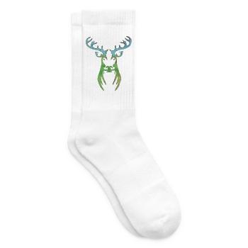 Wasserfarbiger Hirschkopf Silhouette - Tennissocken - Weiß - Rechts