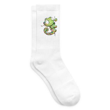 Buntes Chamäleon Reptil Farbwechsel Cartoon Tier H - Tennissocken - Weiß - Rechts