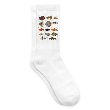 Tropische Fische | Aquarium & Zierfische - Tennissocken - Weiß - Rechts