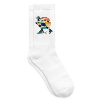Inline Skating – Skater vor Retro-Sonnenuntergang - Tennissocken - Weiß - Rechts