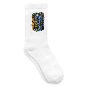GoghBasketball Dunk im Sternennacht - Tennissocken - Weiß - Rechts