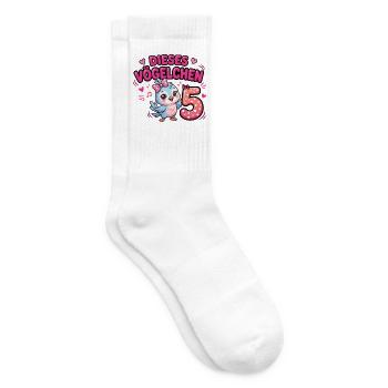 Vögelchen Geburtstag 5 – Niedliches Küken - Tennissocken - Weiß - Rechts