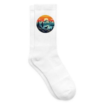 Wandern mit Hund – Wanderin Berge Retro - Tennissocken - Weiß - Rechts