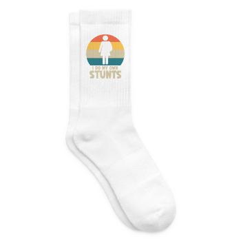 Ich mache meine Stunts selbst. Gute Besserung, Fra - Tennissocken - Weiß - Rechts