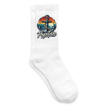 Vatertag Papitän - Papa ist der Beste Boot fahren - Tennissocken - Weiß - Rechts