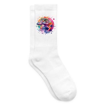 Leopardgecko Geschenk - Tennissocken - Weiß - Rechts