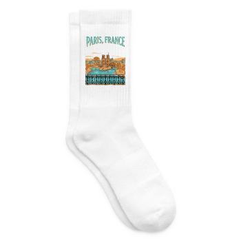 Paris France Notre Dame Retro Vintage - Tennissocken - Weiß - Rechts