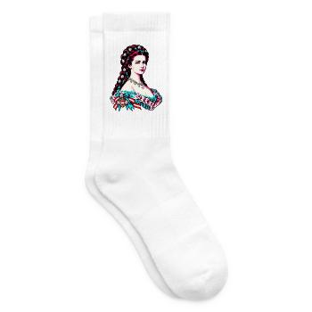 Kaiserin Österreich Pop Art mit Edelweiß - Tennissocken - Weiß - Rechts