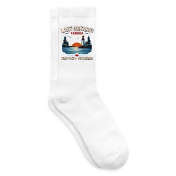 Lake Ontario Kanada Leuchtturm Sonnenuntergang - Tennissocken - Weiß - Rechts