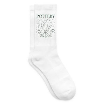  Töpferei, Wo Druck Auf Geduld Trifft - Tennissocken - Weiß - Rechts