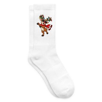 Weihnachten Rentier Rudolph Lustig Geschenkidee - Tennissocken - Weiß - Rechts