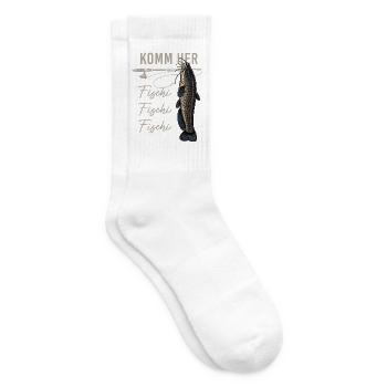 Komm her Fischi Angler Rute Wels Wasser - Tennissocken - Weiß - Rechts