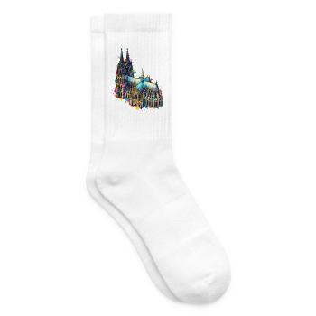 Kölner Dom Aquarell-Splash - Tennissocken - Weiß - Rechts